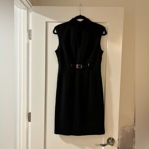 Trina Turk Womens Shift Sheath Black Dress Gold Hardware